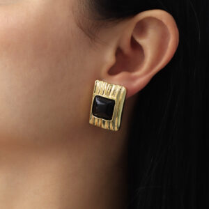 ARETE TOPO  PIEDRAS EN BAÑO DE ORO