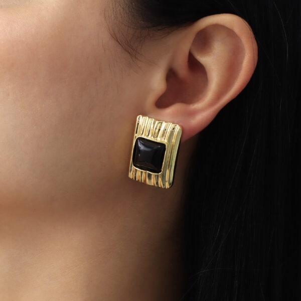 ARETE TOPO  PIEDRAS EN BAÑO DE ORO
