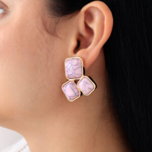 ARETE TOPO C/ PIEDRAS EN BAÑO DE ORO