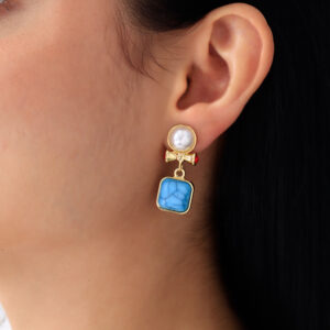 ARETE TOPO PERLA Y PIEDRAS EN BAÑO DE ORO
