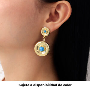 ARETE TOPO  PIEDRAS EN BAÑO DE ORO