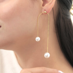 ARETE TOPO  PERLAS EN BAÑO DE ORO