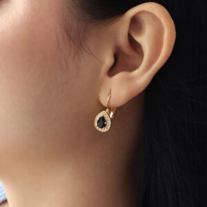 ARETE GANCHO C/ PIEDRAS EN BAÑO DE ORO