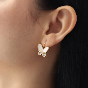 ARETE GANCHO C/ PIEDRAS EN BAÑO DE ORO