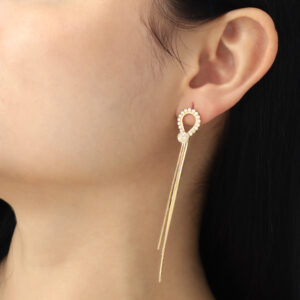 ARETE TOPO PERLA Y PIEDRAS EN BAÑO DE ORO