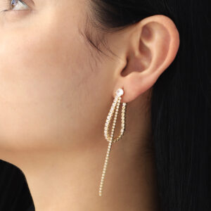 ARETE TOPO  PIEDRAS EN BAÑO DE ORO