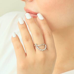 ANILLO .  CRISTAL EN BAÑO DE RODINADO