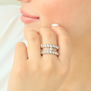 ANILLO .  CRISTAL EN BAÑO DE RODINADO
