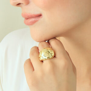 ANILLO .  DIJES EN BAÑO DE ORO