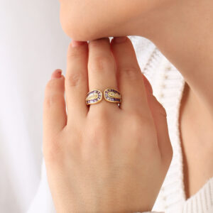 ANILLO .  CRISTAL EN BAÑO DE ORO