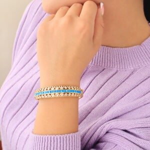 BRAZALETE . C/ PIEDRAS EN BAÑO DE ORO