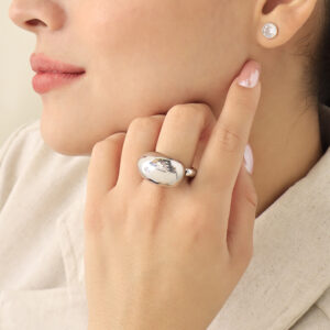 ANILLO .  CRISTAL EN BAÑO DE RODINADO