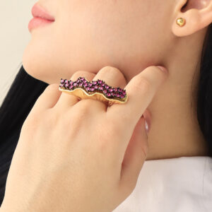 ANILLO .  CRISTAL EN BAÑO DE ORO