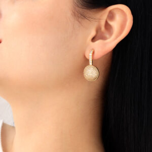 ARETE TOPO  PIEDRAS EN BAÑO DE ORO