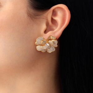 ARETE TOPO  PIEDRAS EN BAÑO DE ORO