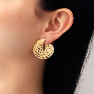 ARETE TOPO  PIEDRAS EN BAÑO DE ORO