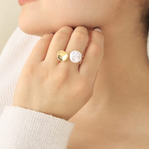 ANILLO .  PERLAS EN BAÑO DE ORO