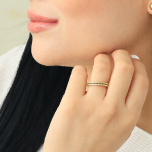 ANILLO .  CRISTAL EN BAÑO DE ORO