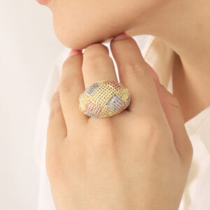 ANILLO .  PIEDRA OJO TURCO EN BAÑO DE ORO