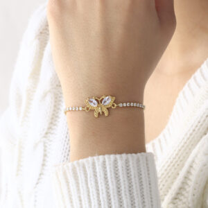 PULSERA . FIGURAS PIEDRAS EN BANO DE ORO