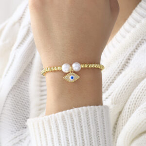 PULSERA . FIGURAS PIEDRAS EN BANO DE ORO