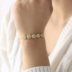 PULSERA . FIGURAS PIEDRAS EN BANO DE ORO