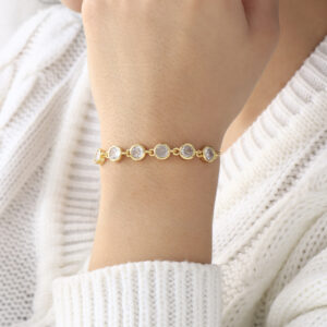 PULSERA . FIGURAS PIEDRAS EN BANO DE ORO