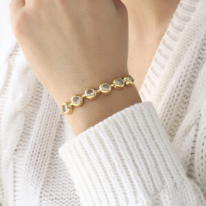 PULSERA . FIGURAS C/PIEDRAS EN BAÑO DE ORO