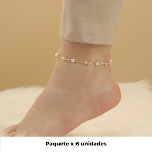 TOBILLERA .  PERLAS EN BANO DE ORO