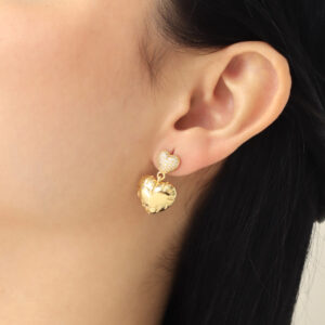 ARETE TOPO C/ PIEDRAS EN BAÑO DE ORO