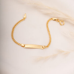 PULSERA NIÑA  BOLA DE FUEGO Y CRISTAL EN ORO LAMINADO