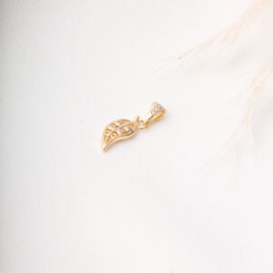 DIJE . HOJA  CIRCON EN ORO LAMINADO