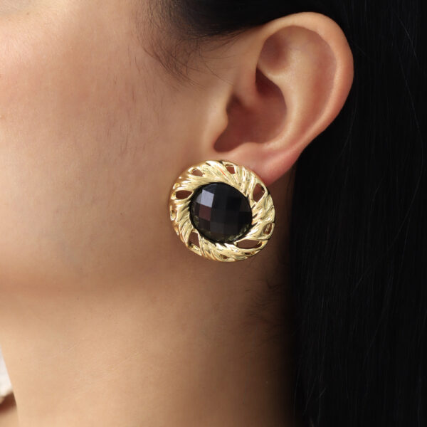 ARETE TOPO  PIEDRAS EN BANO DE ORO