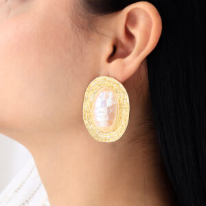 ARETE TOPO  PERLAS EN BANO DE ORO