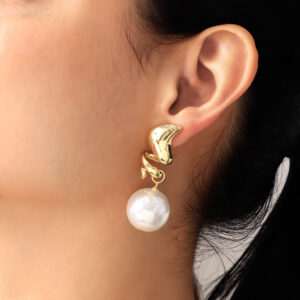 ARETE TOPO  PERLAS EN BANO DE ORO
