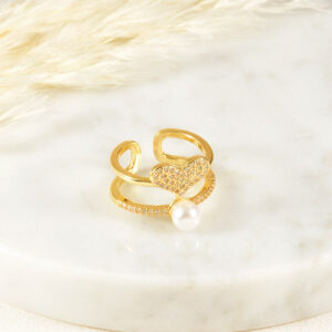 ANILLO . C/FLORES EN BAÑO DE ORO