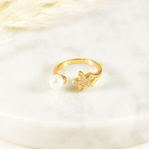 ANILLO . C/FLORES EN BAÑO DE ORO