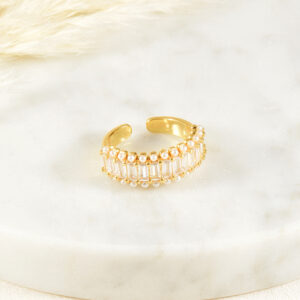 ANILLO . C/FLORES EN BAÑO DE ORO