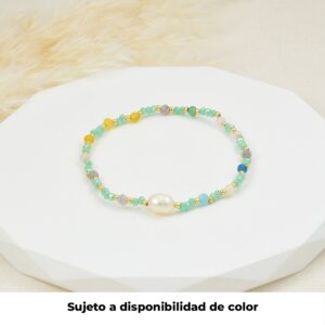 PULSERA . C/PERLA Y PIEDRAS EN BAÑO DE ORO