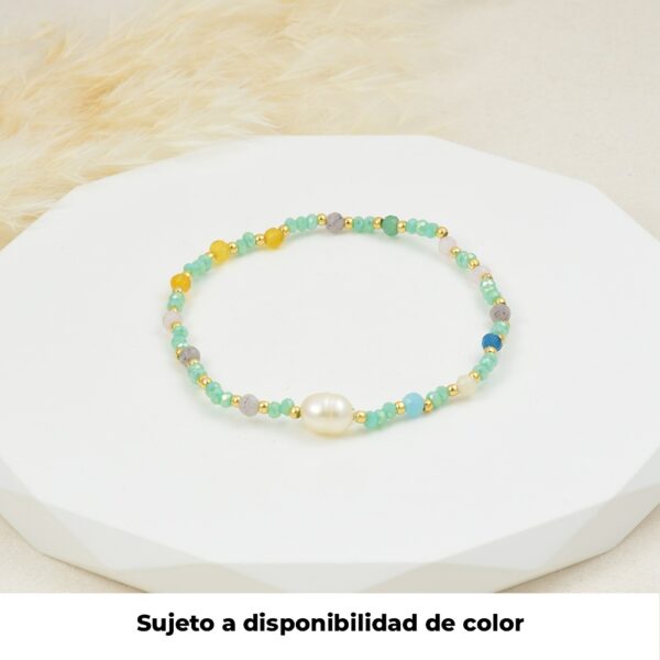 PULSERA . C/PERLA Y PIEDRAS EN BAÑO DE ORO