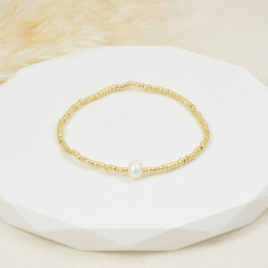 PULSERA . C/ PERLAS EN BAÑO DE ORO
