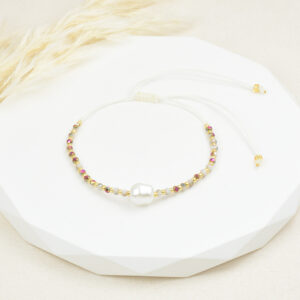 PULSERA . C/PERLA Y PIEDRAS EN BAÑO DE ORO