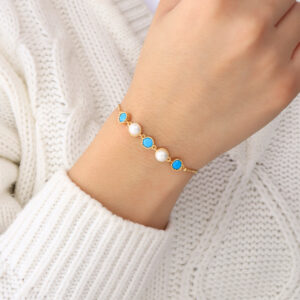 PULSERA . C/PERLA Y PIEDRAS EN BAÑO DE ORO