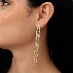 ARETE TOPO C/ PIEDRAS EN BAÑO DE ORO